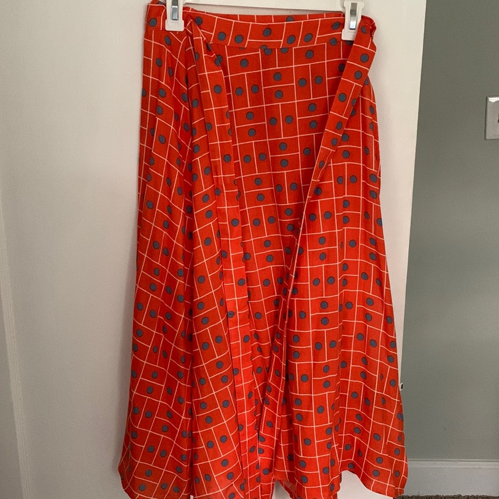 Orange Polka Dot Wrap Skirt L Unique Slow Fashion Independent Label
